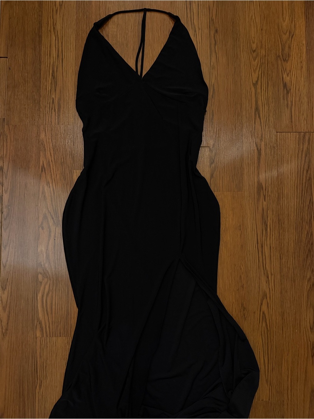 Fashion Nova Black Backless Halter Maxi Dress